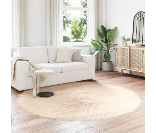 Mākslīgā Aitādas Paklājs Tafalla Bēša Ø 200 Cm Poliesters Vidaxl