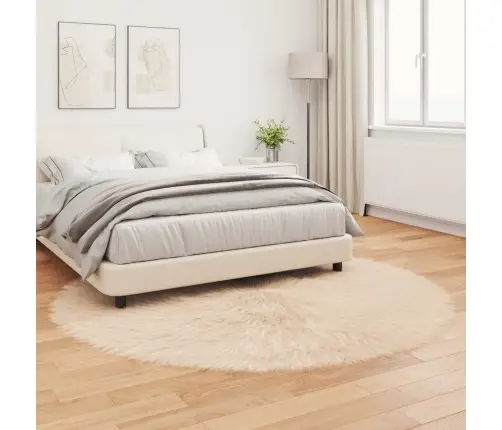 Mākslīgā Aitādas Paklājs Tafalla Bēša Ø 200 Cm Poliesters Vidaxl