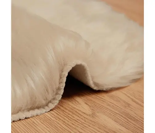 Mākslīgā Aitu Vilna Paklājs Bēša 50 X 80 Cm Poliesters Vidaxl