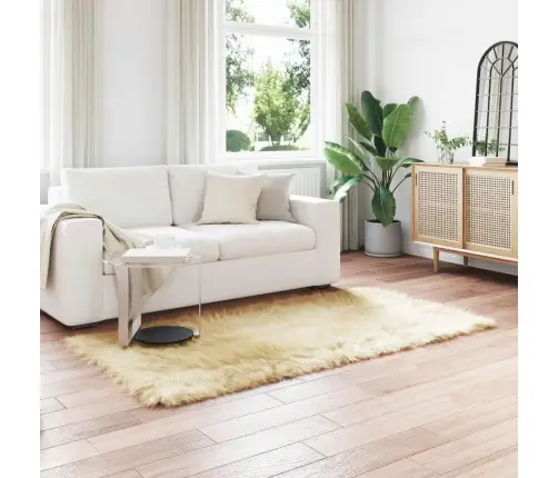 Mākslīgā Aitu Vilna Paklājs Krēmkrāsa 80 X 200 Cm Poliesters Vidaxl