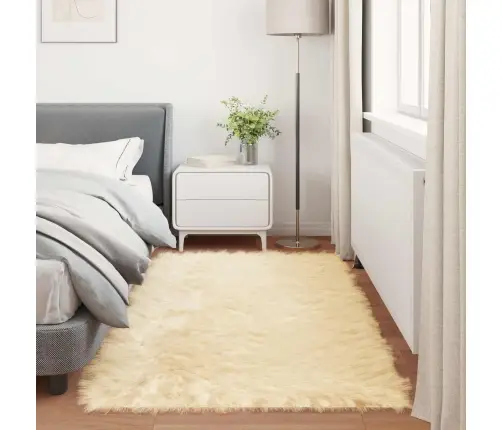 Mākslīgā Aitu Vilna Paklājs Krēmkrāsa 80 X 200 Cm Poliesters Vidaxl