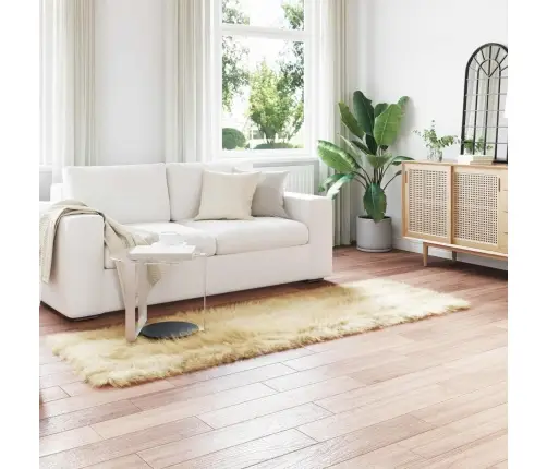 Mākslīgā Aitu Vilna Paklājs Krēmkrāsa 80 X 250 Cm Poliesters Vidaxl