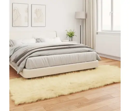 Mākslīgā Aitu Vilna Paklājs Krēmkrāsa 80 X 250 Cm Poliesters Vidaxl