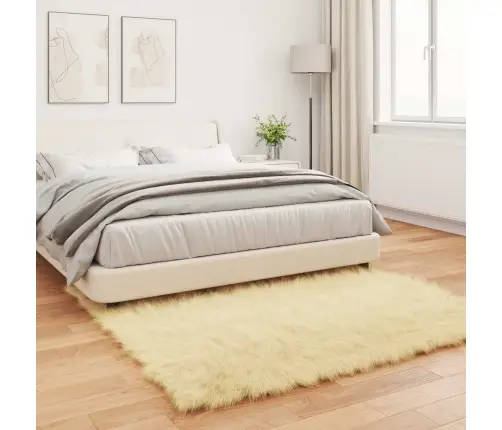 Mākslīgā Aitu Vilna Paklājs Krēmkrāsa 160 X 160 Cm Poliesters Vidaxl