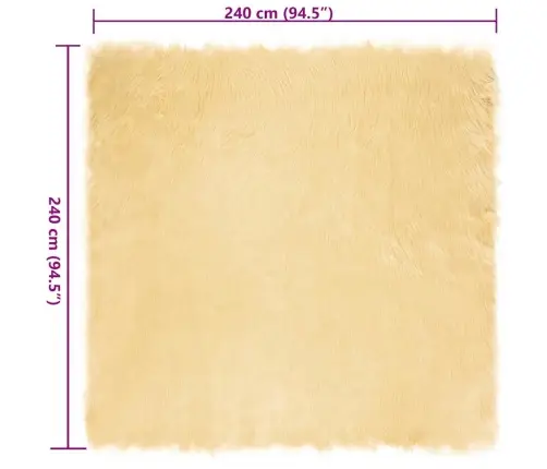 Mākslīgā Aitu Vilna Paklājs Krēmkrāsa 240 X 240 Cm Poliesters Vidaxl