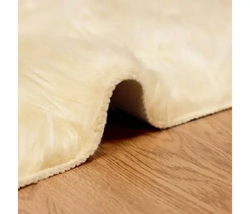 Mākslīgā Aitu Vilna Paklājs Krēmkrāsa 80 X 80 Cm Poliesters Vidaxl