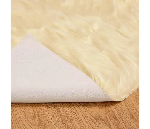 Mākslīgā Aitu Vilna Paklājs Krēmkrāsa 200 X 200 Cm Poliesters Vidaxl