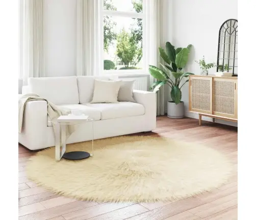 Mākslīgā Aitu Vilna Paklājs Krēmkrāsa 200 X 200 Cm Poliesters Vidaxl