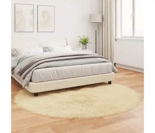 Mākslīgā Aitu Vilna Paklājs Krēmkrāsa 200 X 200 Cm Poliesters Vidaxl