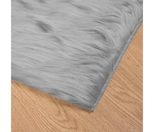 Mākslīgā Aitu Vilna Paklājs Pelēka 80 X 200 Cm Poliesters Vidaxl