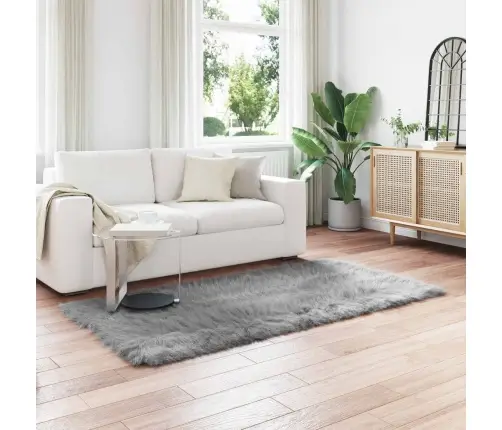 Mākslīgā Aitu Vilna Paklājs Pelēka 80 X 200 Cm Poliesters Vidaxl