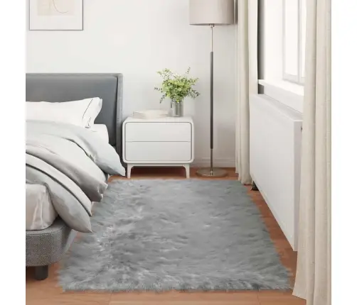 Mākslīgā Aitu Vilna Paklājs Pelēka 200 X 100 Cm Poliesters Vidaxl