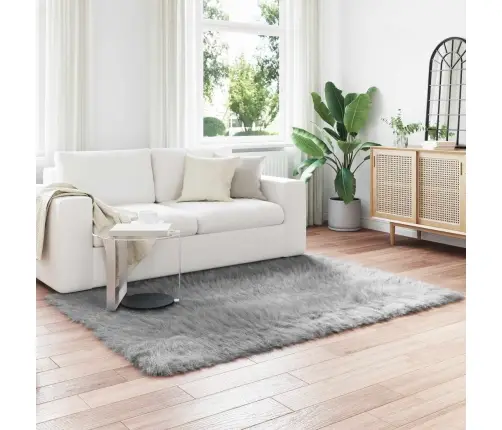 Mākslīgā Aitu Vilna Paklājs Pelēka 140 X 200 Cm Poliesters Vidaxl
