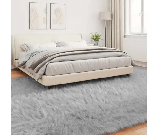 Mākslīgā Aitu Vilna Paklājs Pelēka 240 X 340 Cm Poliesters Vidaxl