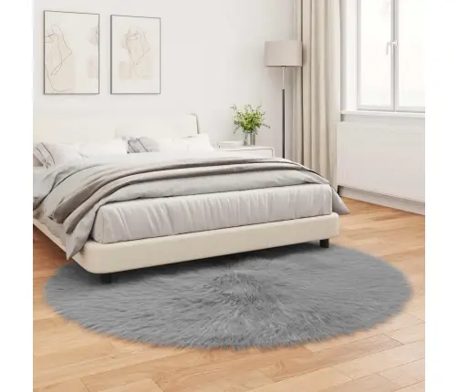 Mākslīgā Aitu Vilna Paklājs Pelēka 200 X 200 Cm Poliesters Vidaxl