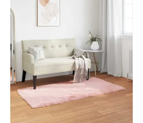 Mākslīgā Aitu Vilna Paklājs Rozā 80 X 150 Cm Poliesters Vidaxl