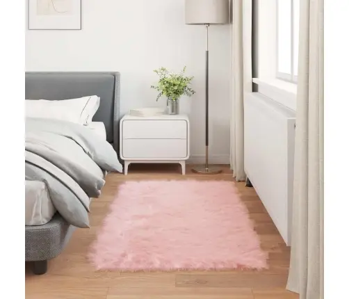 Mākslīgā Aitu Vilna Paklājs Rozā 80 X 150 Cm Poliesters Vidaxl