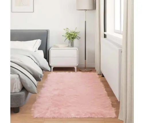 Mākslīgā Aitu Vilna Paklājs Rozā 80 X 200 Cm Poliesters Vidaxl