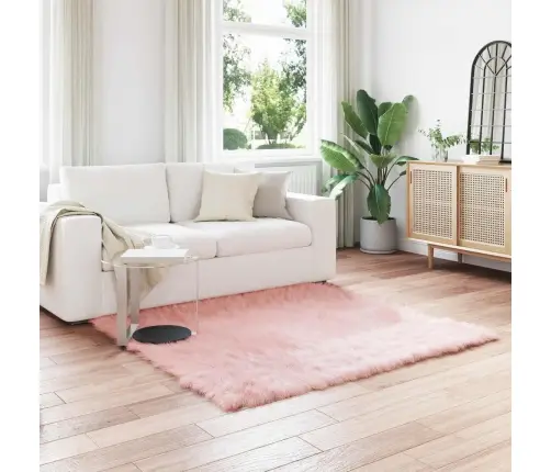 Mākslīgā Aitu Vilna Paklājs Rozā 120 X 120 Cm Poliesters Vidaxl