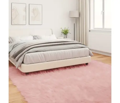 Mākslīgā Aitu Vilna Paklājs Rozā 200 X 200 Cm Poliesters Vidaxl