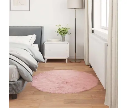 Faux Lambanaha Vaip Tafalla Roosa Ø 100 Cm Polüester