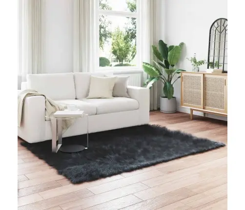 Mākslīgā Aitu Vilna Paklājs Melna 230 X 160 Cm Poliesters Vidaxl