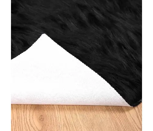 Mākslīgā Aitu Vilna Paklājs Melna 200 X 200 Cm Poliesters Vidaxl