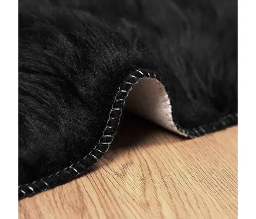 Mākslīgā Aitu Vilna Paklājs Melna 200 X 200 Cm Poliesters Vidaxl