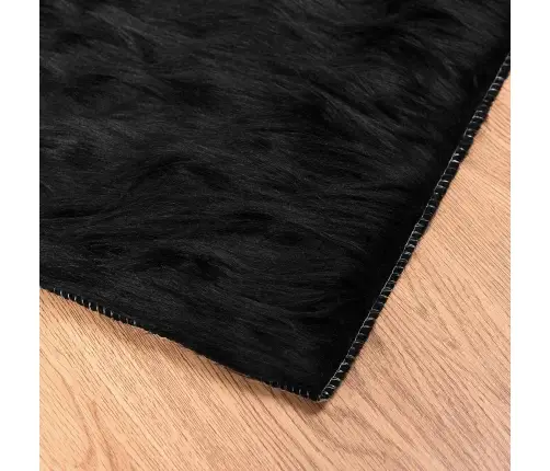 Mākslīgā Aitu Vilna Paklājs Melna 200 X 200 Cm Poliesters Vidaxl