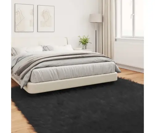 Mākslīgā Aitu Vilna Paklājs Melna 200 X 200 Cm Poliesters Vidaxl