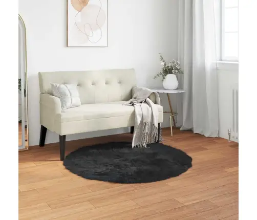 Mākslīgā Aitu Vilna Paklājs Melna 120 X 120 Cm Poliesters Vidaxl