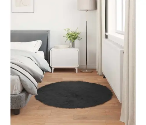 Mākslīgā Aitu Vilna Paklājs Melna 120 X 120 Cm Poliesters Vidaxl