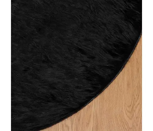 Mākslīgā Aitu Vilna Paklājs Melna 160 X 160 Cm Poliesters Vidaxl