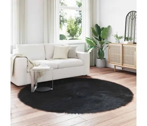 Mākslīgā Aitu Vilna Paklājs Melna 160 X 160 Cm Poliesters Vidaxl