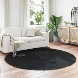 Faux Lambanaha Vaip Tafalla Must Ø 200 Cm Polüester