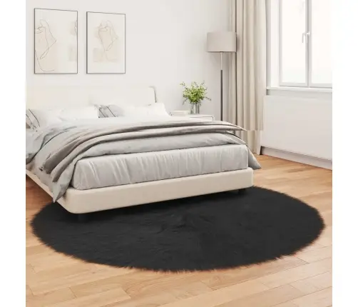 Mākslīgā Aitu Vilna Paklājs Melna 200 X 200 Cm Poliesters Vidaxl