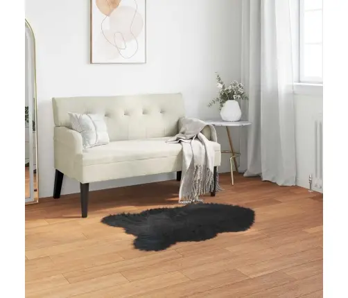 Mākslīgā Aitu Vilna Paklājs Melna 60 X 90 Cm Poliesters Vidaxl