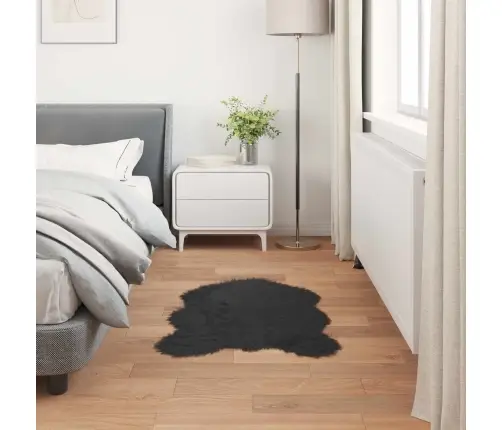 Mākslīgā Aitu Vilna Paklājs Melna 60 X 90 Cm Poliesters Vidaxl