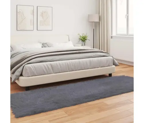 Mākslīgā Aitu Vilna Paklājs Antracīts 80 X 250 Cm Poliesters Vidaxl