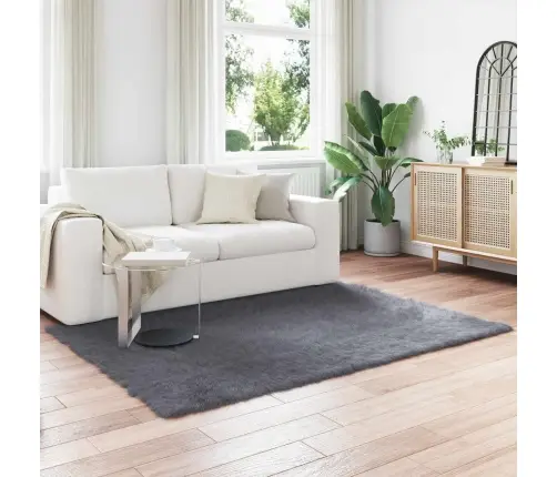 Mākslīgā Aitu Vilna Paklājs Antracīts 140 X 200 Cm Poliesters Vidaxl