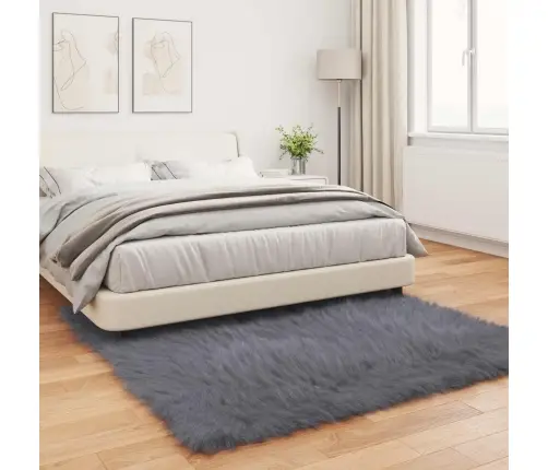 Mākslīgā Aitu Vilna Paklājs Antracīts 120 X 120 Cm Poliesters Vidaxl