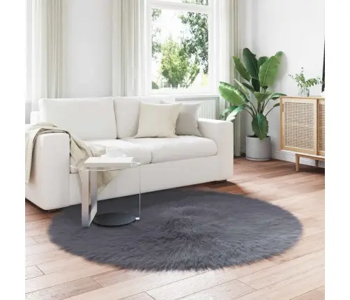 Mākslīgā Aitu Vilna Paklājs Antracīts 160 X 160 Cm Poliesters Vidaxl