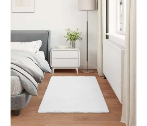 Kunstlik Küüliku Karv Mat Olite Valge 60 X 110 Cm Polüester