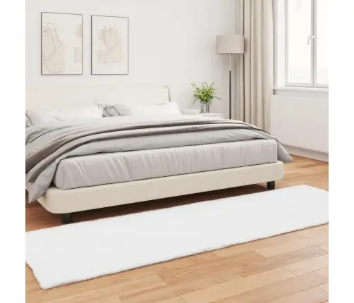 Kunstlik Küüliku Karv Mat Olite Valge 80 X 250 Cm Polüester
