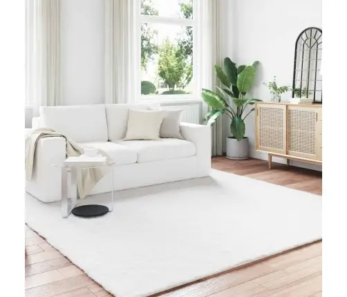 Mākslīgā Truša Kažokādas Paklājs Balts 200 X 200 Cm Poliesters Vidaxl