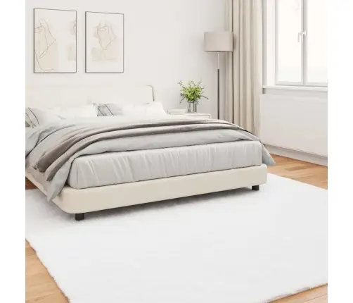 Mākslīgā Truša Kažokādas Paklājs Balts 200 X 200 Cm Poliesters Vidaxl