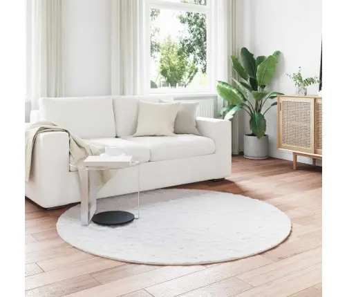 Mākslīgā Truša Kažokādas Paklājs Balts Ø 200 Cm Poliesters Vidaxl