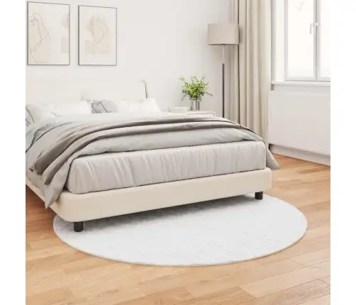 Mākslīgā Truša Kažokādas Paklājs Balts Ø 200 Cm Poliesters Vidaxl