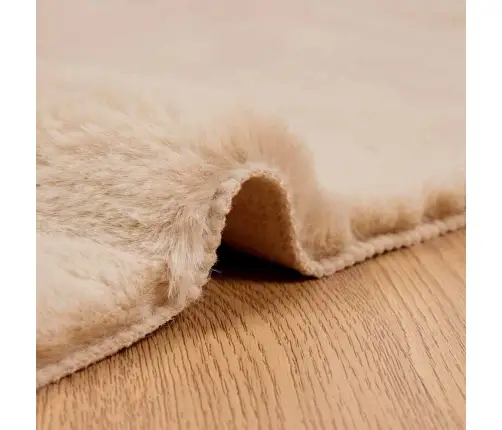 Mākslīgā Truša Kažokādas Paklājs Bēša 80 X 150 Cm Poliesters Vidaxl