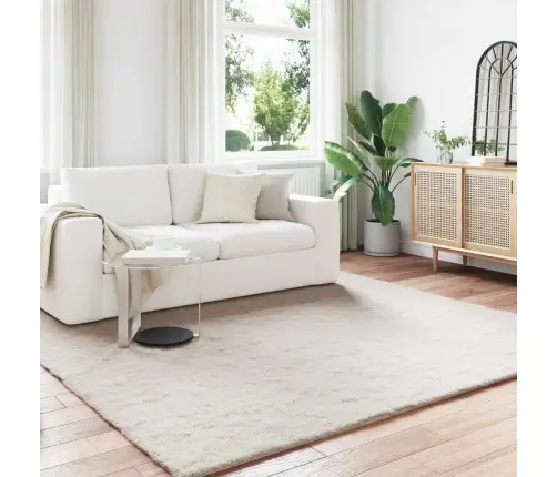 Mākslīgā Truša Kažokādas Paklājs Bēša 200 X 200 Cm Poliesters Vidaxl